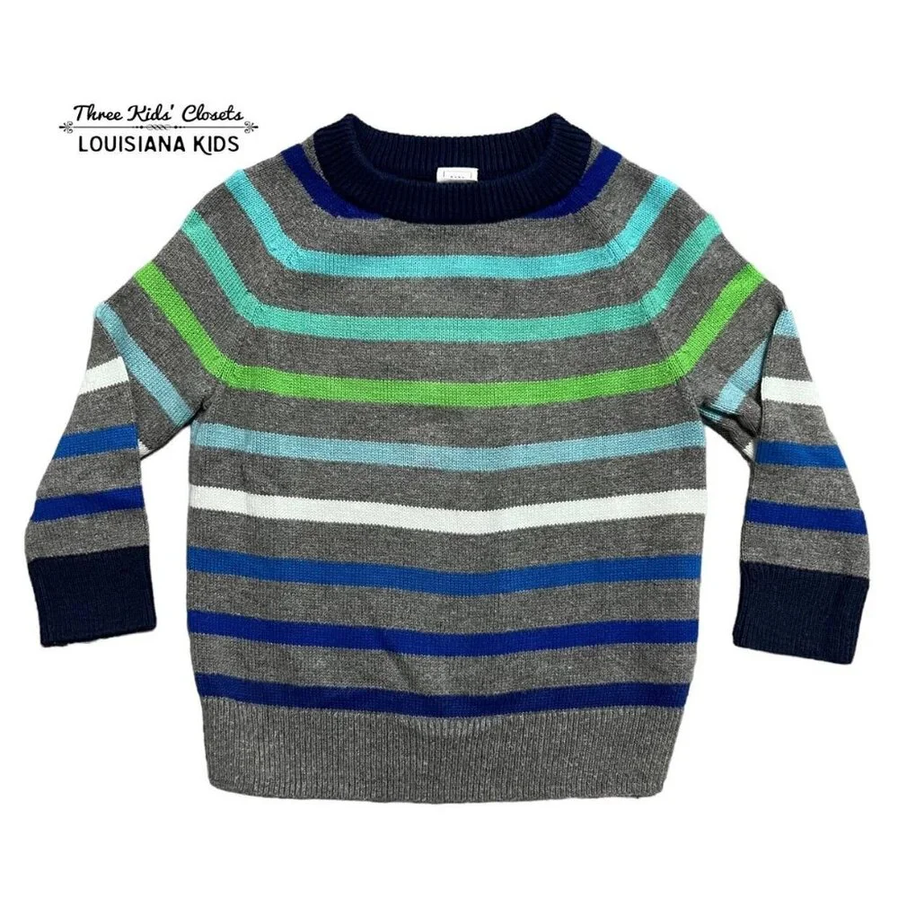 Baby Gap 12-18m Grey Blue Green Striped Sweater